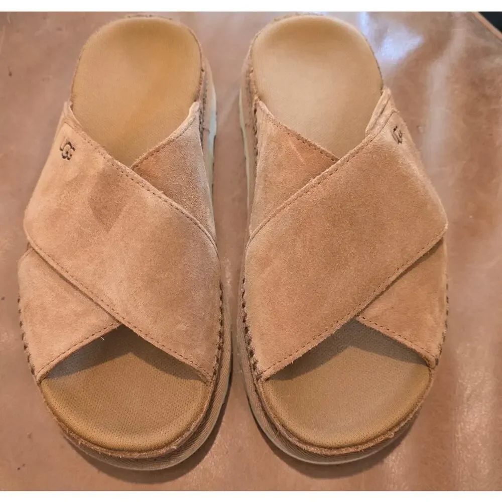 UGGs Goldenstar Crisscross Slide Platform Sandals EUC Size 6 - Picture 5 of 8